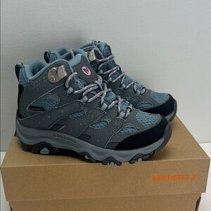 Merrell Moab 3 Mid Waterproof Hiking Boots Gray Girls 11.5 Shoes Outdoor